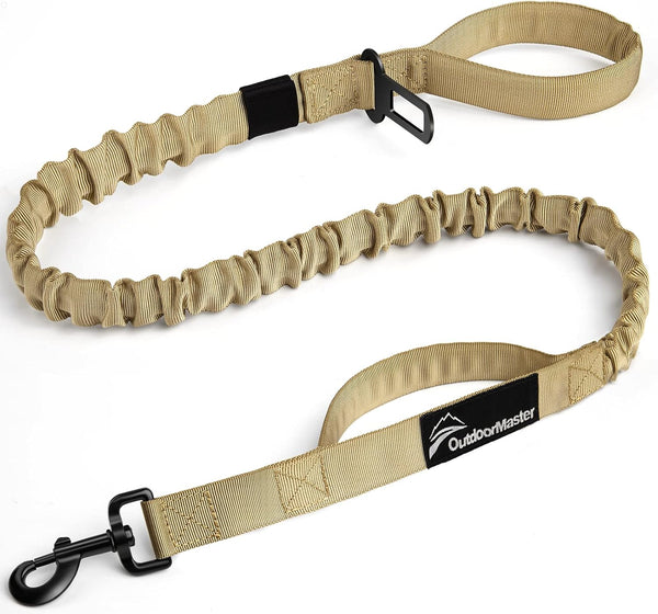 OutdoorMaster Bungee Dog Leash, Heavy Duty with Shock Absorption, 2 Padded Handles for Improved Safety and Comfort -