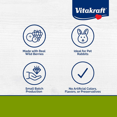 5.3 oz Chinchillas, Vitakraft Drops Rabbit Treats with Wildberry Flavor Delicious Yogurt-Based Snacks for Rabbits