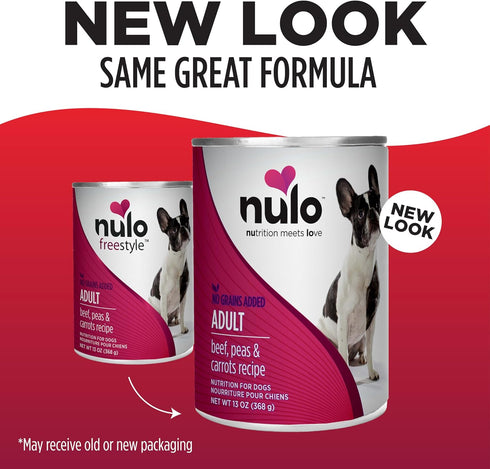 13 12 Nulo Grain-Free Beef, Peas & Carrots Recipe Adult Wet Canned Dog Food, Ounce, Cans