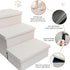 Dog Stairs for High Beds, Folding Pet Steps 17.5"H for Small Medium Large Dogs, Beige Gray with Storage