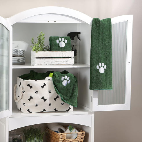 Bone Dry Pet Grooming Towel Collection, Absorbent Microfiber Drying Set, 15x30, Hunter Green, 3 Count