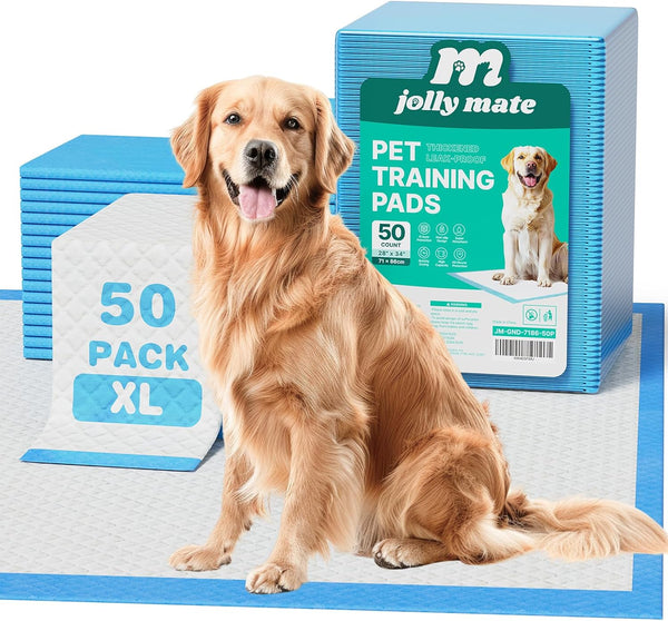 JollyMate 28"x34" Dog Pee Pads Extra Large, 50 Pack X-Large Super Absorbent