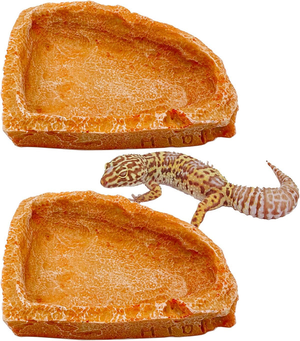 2 Pack Corner Reptile Water Dish Food Bowl, Bearded Dragon Bowls for Hermit Crab, Lizard, Gecko, Frog, Tortoise