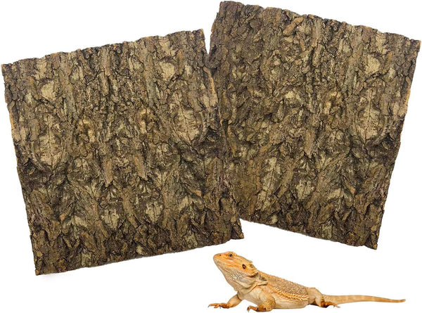 Tfwadmx 2Pcs Terrarium Cork Bark Background, 11.8"x11.8" Thickened Reptile Tank Tree Backdrop Wall Decor for Lizard,