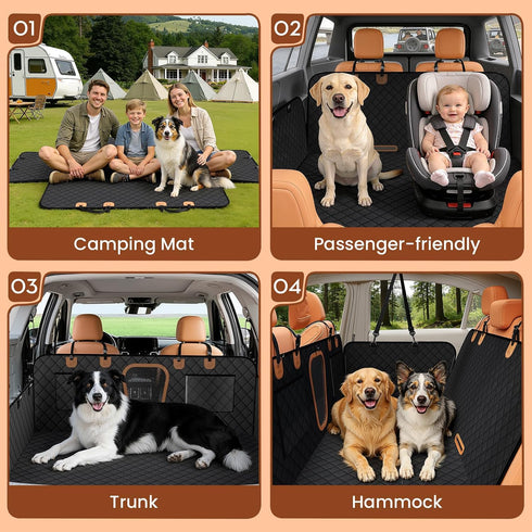 400lbs, Hammock A-Pce Dog Car Seat Cover for Back Seat, Hard Bottom Back Seat Extender for Dogs, Back Seat Pet Cover