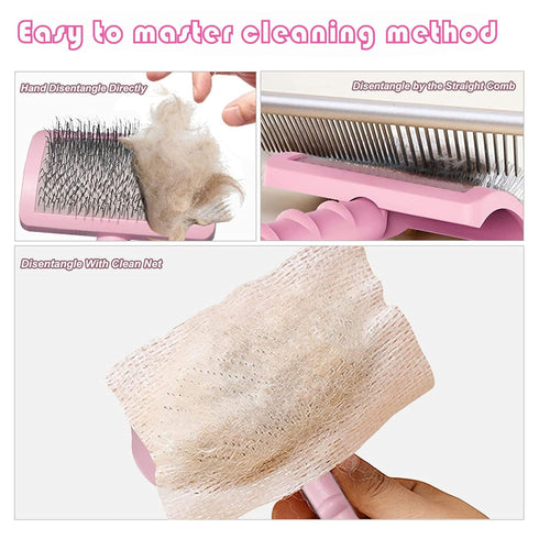 Large Slicker Brush for Dogs & Cats, Extra Long Pin Shedding Brush for Long Haired Pets, Pink
