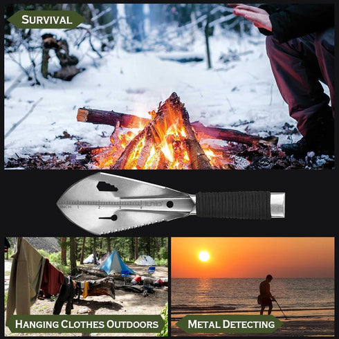 iunio Hiking Trowel, Portable Shovel Multitool for Camping, Backpacking, with Carrying Pouch, Ultralight Camp Tool for