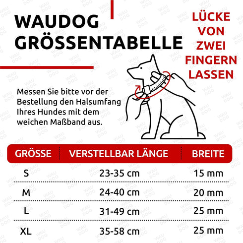 WAUDOG Waterproof Dog Collar - Heavy Duty Adjustable Collar for Large, Medium, Small Dogs - Durable Metal Clasp & QR