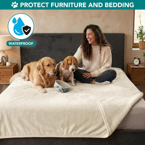 90x90 PetAmi Waterproof Dog Blanket for Extra Large Dogs, Pee Proof for Bed Couch, Reversible for Puppy Indoor Cat
