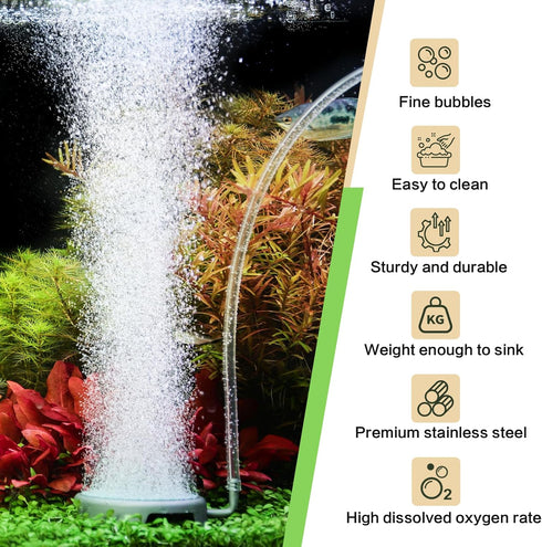 hygger Ultra High Dissolved Oxygen Diffuser Air Stone, 2.2inch Stainless Steel Bubble Stone Kit for Nano Fish Tank