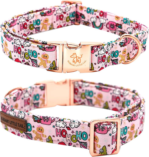 Elegant Little Tail Dog Collar with Flower, Christmas Holiday Pet Collar for X-Large Dogs, Puppy Collar Flower Girl Boy
