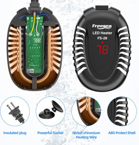 FREESEA 100W Aquarium Fish Tank Heater: Small Submersible Turtle Heater with Adjustable Temperature Controller for