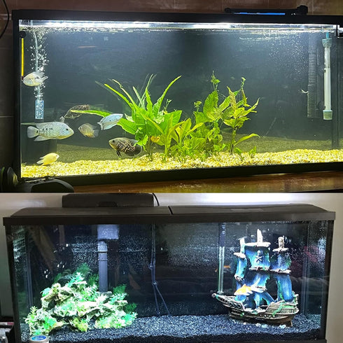 Aquarium Background Blue Black, 2 Sides Fish Tank Picture Backdrop for Wallpaper 20" x 48"