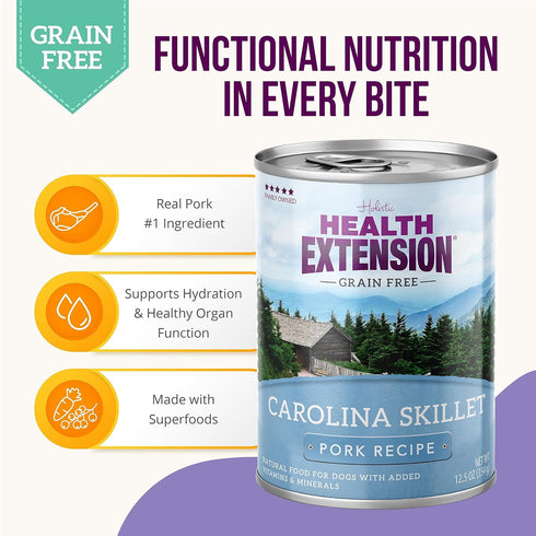 Health Extension Wet Dog Food Geo Carolina Skillet Pork Recipe, 12.5 oz, All Life Stages, Non-GMO