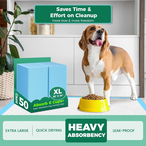 YOPETKI 50 Count 28" 34", 50 Pack Dog Pee Pads Extra Large- x Super Absorbent Leak-Proof XL Puppy Pads Quick-Dry XLarge
