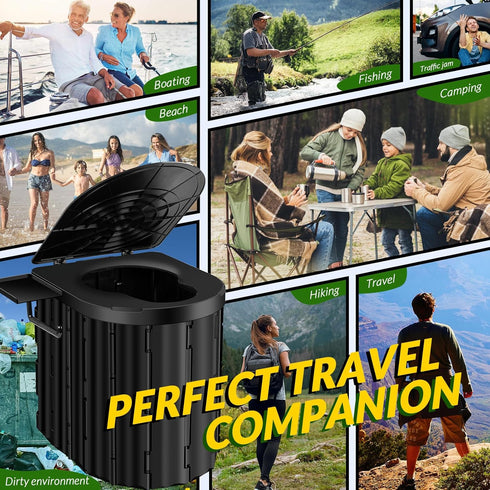 Thallike 12-inch 400 Lbs, Portable Camping Toilet with Pop-Up Privacy Tent, Toilet Seat, Outdoor Portable Folding