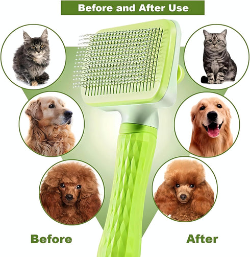 Versatile Pet Grooming Brush and Deshedding Tool, Gently Removes Loose Undercoat for Cats and Dogs, Suitable for Pet