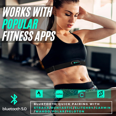 Powr Labs Bluetooth and ANT+ Heart Rate Monitor Chest Strap - Compatible with Polar, Garmin, Peloton