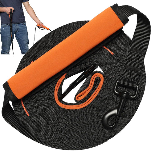 50ft Long Leash for Dogs, Heavy Duty Nylon for Training Recall/Commands at Distance, Ideal for Large & Small Breeds
