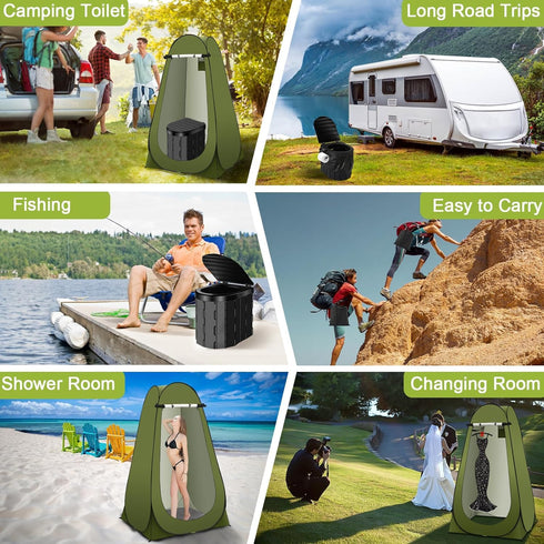 Generic Portable Toilet Kit, Camping Toilet with Pop-Up Privacy Tent Toilet Bags, Washable Portable Outdoor Showers