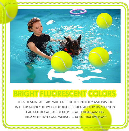 Sratte 6 Pieces Large Giant Tennis Ball for Dogs - 9.5'' Inflatable Toy Balls for Indoor Outdoor Training (Fluorescent