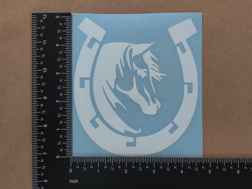 Horse Decal Pack: Large 5" Heartbeat, Galloping, Horseshoe, Detailed Horse Head (White)