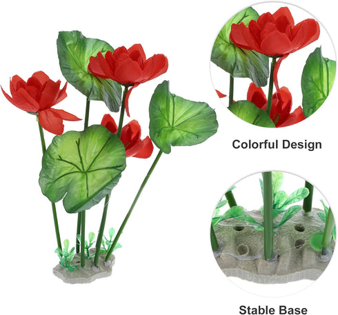VOCOSTE Mini Aquarium Decorations, 1pcs Red Plastic Plants for Fish Tank Decor, 10.24"