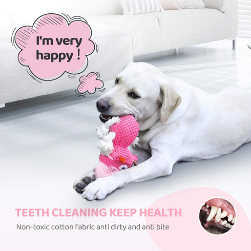 IOKHEIRA Dog Plush Toy for Large Aggressive Chewers, Indestructible Squeaky Stuffed Animals with Cotton