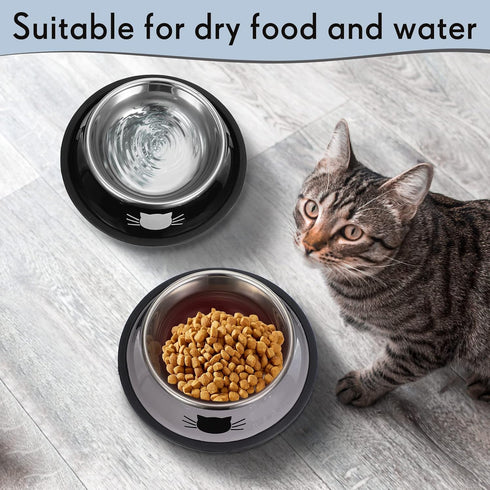 Hillban 10 Pack Stainless Steel Cat Bowls with Rubber Base, Anti Slip Stackable Food and Water Bowls