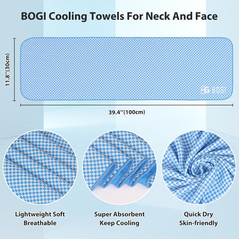 BOGI Cooling Towels for Neck and Face, Soft Breathable Cool Towel for Instant Cooling Stay Cool for Yoga, Sport, Gym
