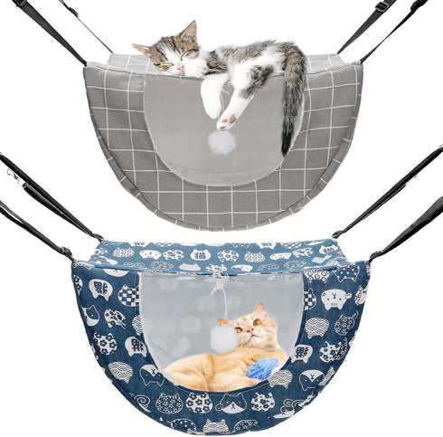 2 Pieces Cat Cage Hammock, Double Layer Soft Plush Hanging Pet Bed for Indoor Cats, Kittens, Ferrets, and Small Animals