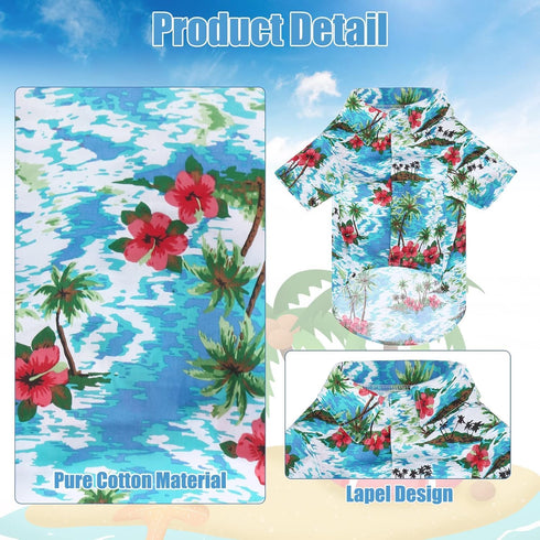 EXPAWLORER Dog Hawaiian Shirt - Breathable Polo T-Shirts with Floral Pattern for Small Medium Large Dogs