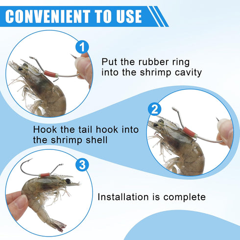 Luminous Live Shrimp Hooks, High Carbon Steel Barbed Hooks with Night Light Saltwater Freshwater Shrimp Walker