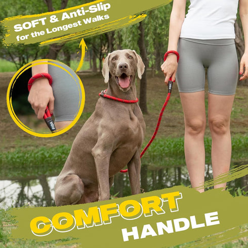 Fida Durable Slip Lead - 6 FT x 1/2" Heavy Duty Rope for Large Dogs, No Pull Training Loop Leash, Red