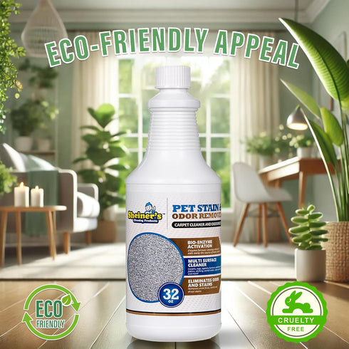 (32 oz) Sheiner's Pet Stain Remover & Pet Odor Eliminator, Advanced Cleaning Bio-Enzyme Cleaner Solution for Carpets