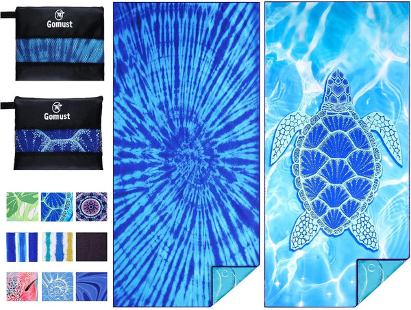 Gomust 2 Pack Lightweight Thin Beach Towel Oversized 71"x32" Big Extra Large Microfiber