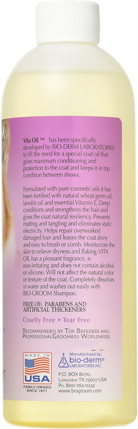 Bio-Groom Vita Oil Dog Conditioner - Tearless, Vitamin E, Non-Sticky, Cruelty-Free, Made in USA, 16 fl oz
