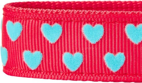 Blueberry Pet Valentine's Day Dog Leash - Velvety Soft-Touch Heart Flocking Lead for Medium Dogs, Lust Red, 5 ft x 3/4"