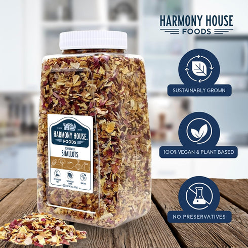 (8 oz, Harmony House Premium Dehydrated Shallots Quart Size Jar)