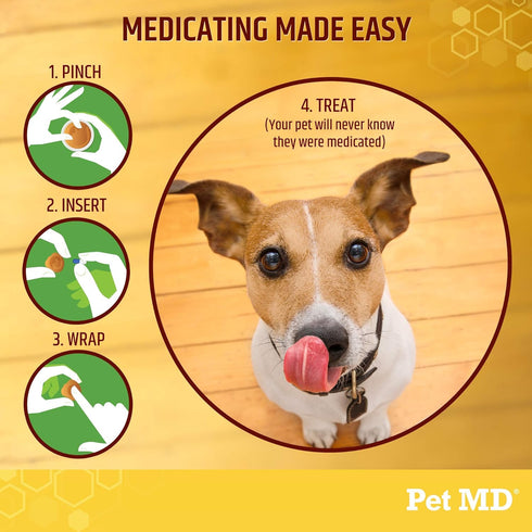 Pet MD Wrap A Pill Cheese & Bacon Flavor Pill Paste for Dogs - Make a Pocket or Pouch to Hide Pills & Medication, 4.2 oz