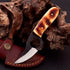 Small Skinning Knife, Fixed Blade Damascus Bone Knife, 3 Inch Blade for Camping Gear