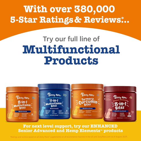 Immune 60ct Zesty Paws Senior Dog Multivitamin Treats - Glucosamine for Dogs + Digestive Enzymes & Probiotics - Grain