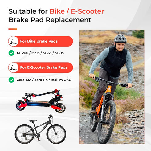 LUCK4U MT200/M315/M355/M395/Alongha ZSP04-2 4 Bike Disc Brake Pads for Zoom SNG/Apse/Artek Apollo/Shockwave/X-Rated