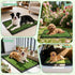 Puffluv Tray,16"x20" 2 Dog Grass Pad with Dog Litter Box, Artificial Turf Potty System with Reusable Grass Patches +