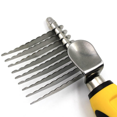 Pet Republique Dematting Tool - Stainless Steel Rake for Dogs and Cats, Knot Out Brush for Long Haired Breeds