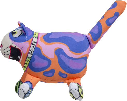 FUZZU Durable Dog Toy with Squeaker, Floppy Tough Chew Toy, That Sneaky Cat! - Medium