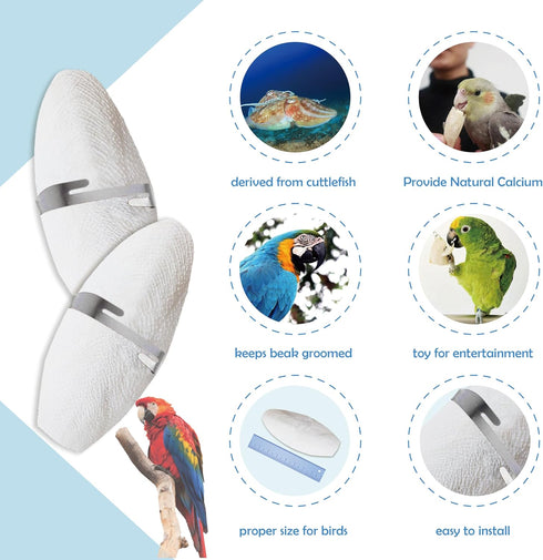 Jmxu's 5"-5.5" Bird Cuttlebone for Parakeets, Cuddle Bone with Metal Holder, Natural Calcium for Parrots, Cockatiels,