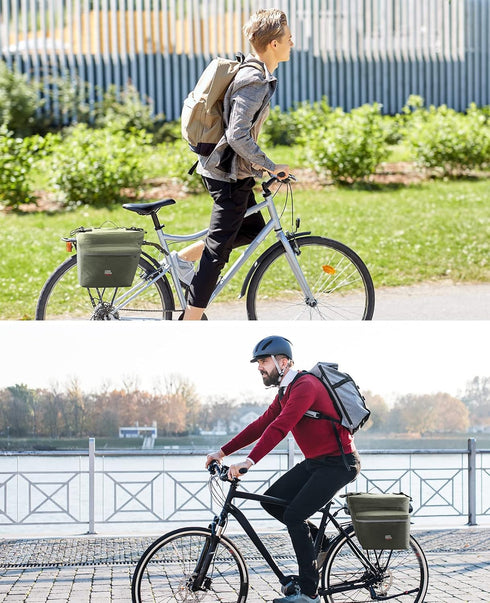 KEMIMOTO Portable Bike Pannier Bag, 30L Water Resistant Bicycle Trunk Bag with Reflective Trim