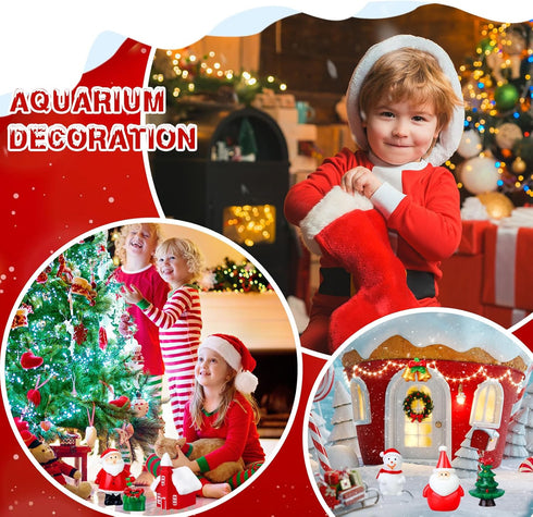 Soaoo 9 Pcs Christmas Aquarium Decoration Fish Tank Resin Ornaments Xmas Series Micro Landscaping Decor for Parties