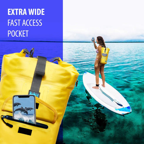 Luck route Dry Bag, Waterproof Backpack for Kayaking, Boating, Fishing, Quick-Access Outer Pocket